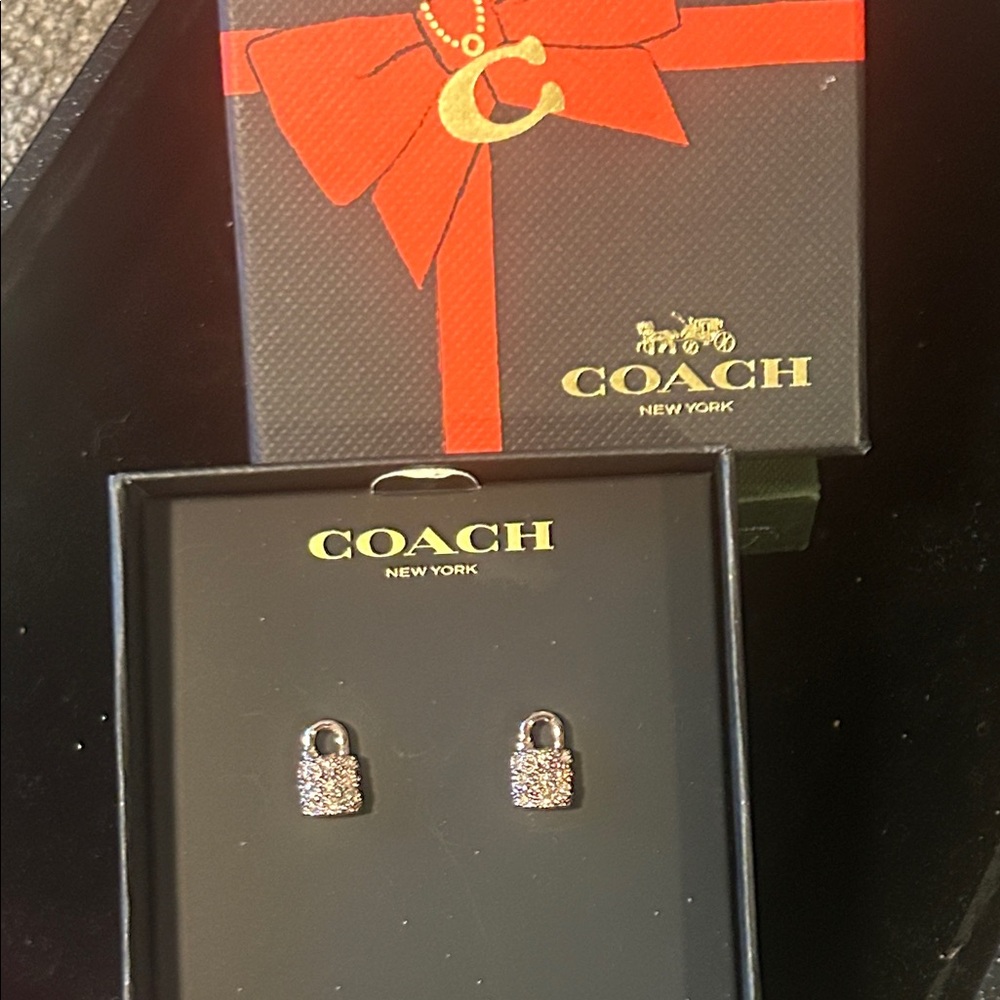 Coach ROSEGOLD Padlock Earrings NIB